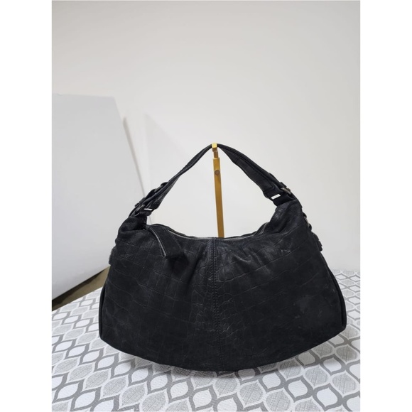 Authentic Givenchy Vintage Croc Embossed Suede Medium Shoulder Bag - Picture 1 of 11